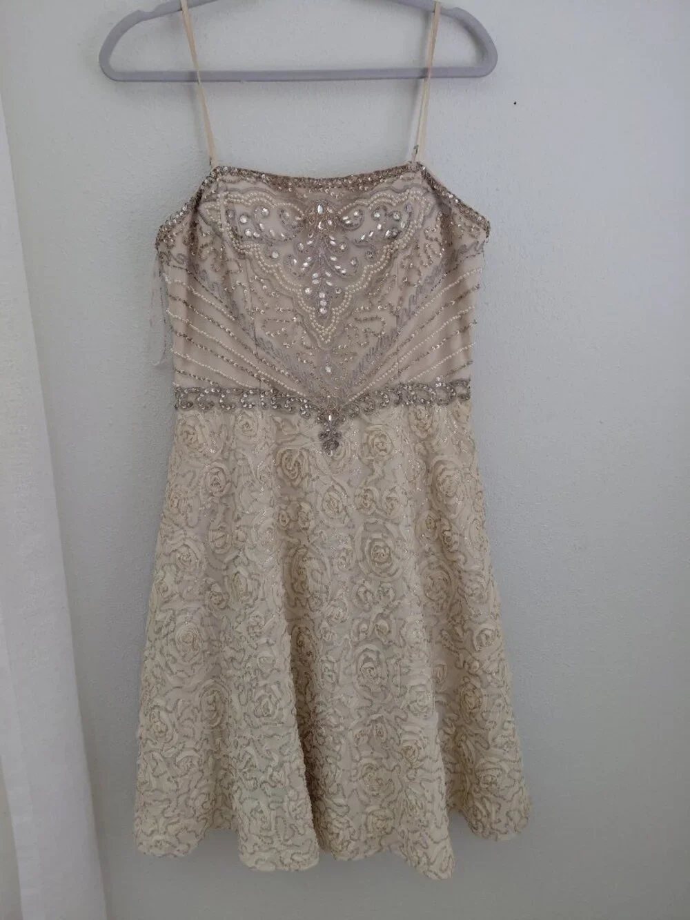 Vintage Sue Wong Nocturne Beaded Sequin Dress Gown Cream Party Cocktail - Picture 1 of 12